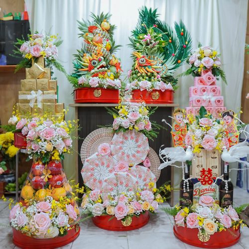 mam qua cuoi hoi goi 7 qua 1 khay ket thap hoa tuoi 1