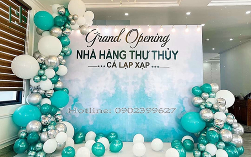 Thiết kế backdrop khai trương nhà hàng sang trọng